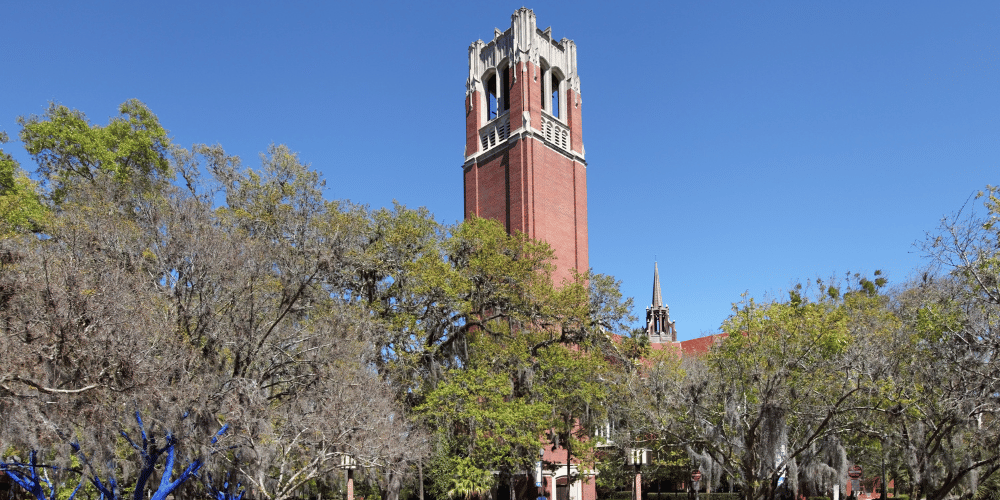 Tower and historic buildings on the University of Florida campus
